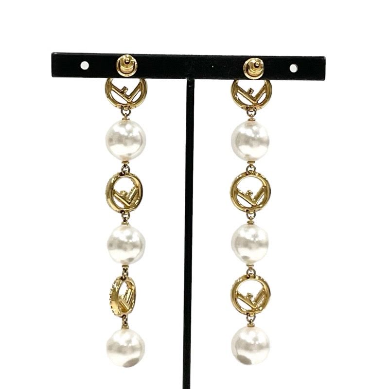 Fendi F Is Earrings Earring Gold Rhinestone Pearl — view 4