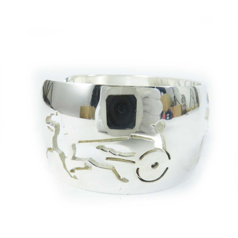 Hermes Vintage Carreche Carriage Dog Bracelet Bangle Silver — view 6