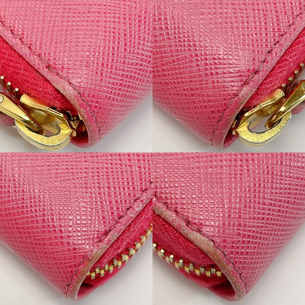 Prada Portafoglio Lampo Gold Zipper 1 Ml506 Pink Wallet — view 5