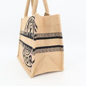 Christian Dior Book Tote Small Bag Jute Canvas — view 3