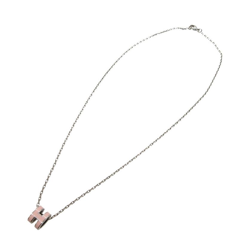 Hermes Pop Ash Mini Necklace Metal Pink Silver 1635 — view 4