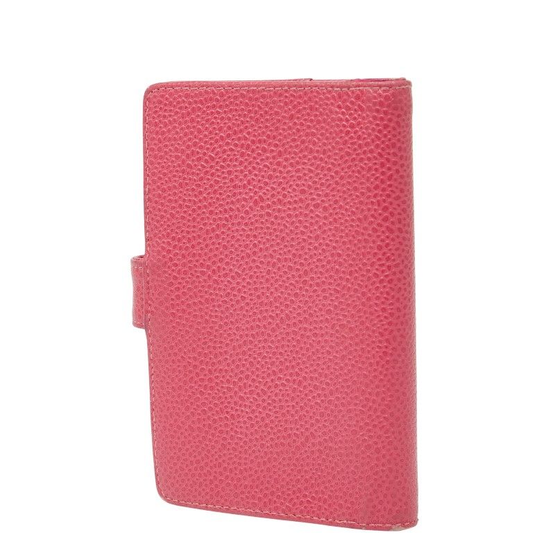 Chanel Coco Mark Notebook Cover 5 Hole Pink Caviar Leather — view 3