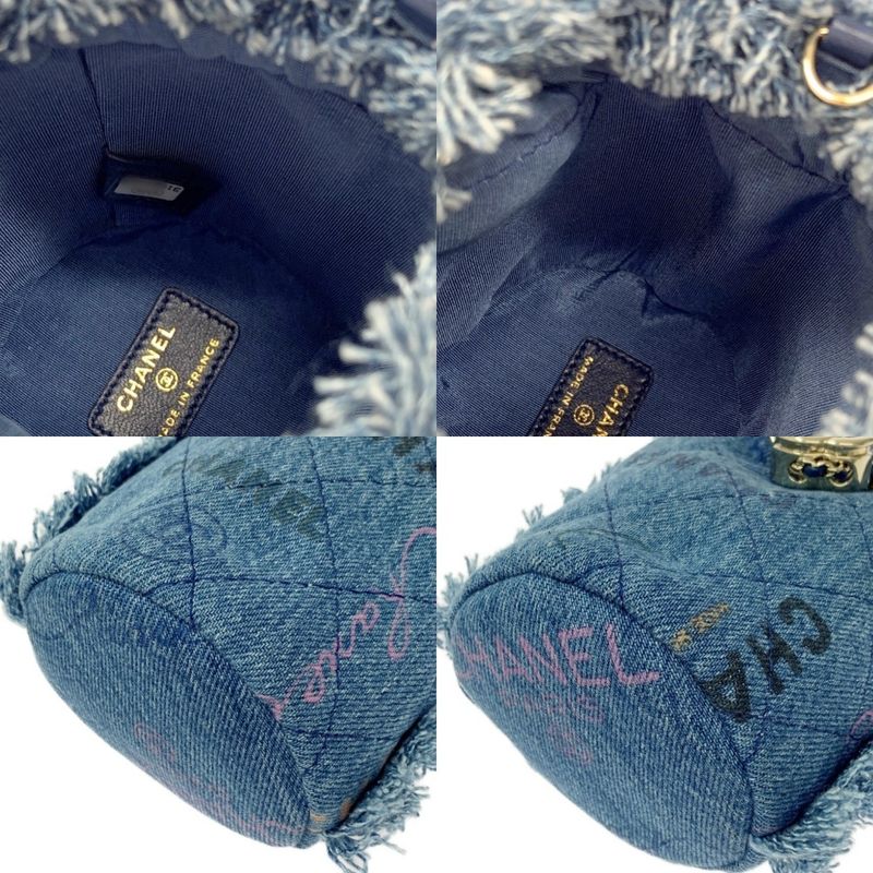 Chanel Ap2603 Denim Quilted Mini Bucket Chain Shoulder Bag — view 9