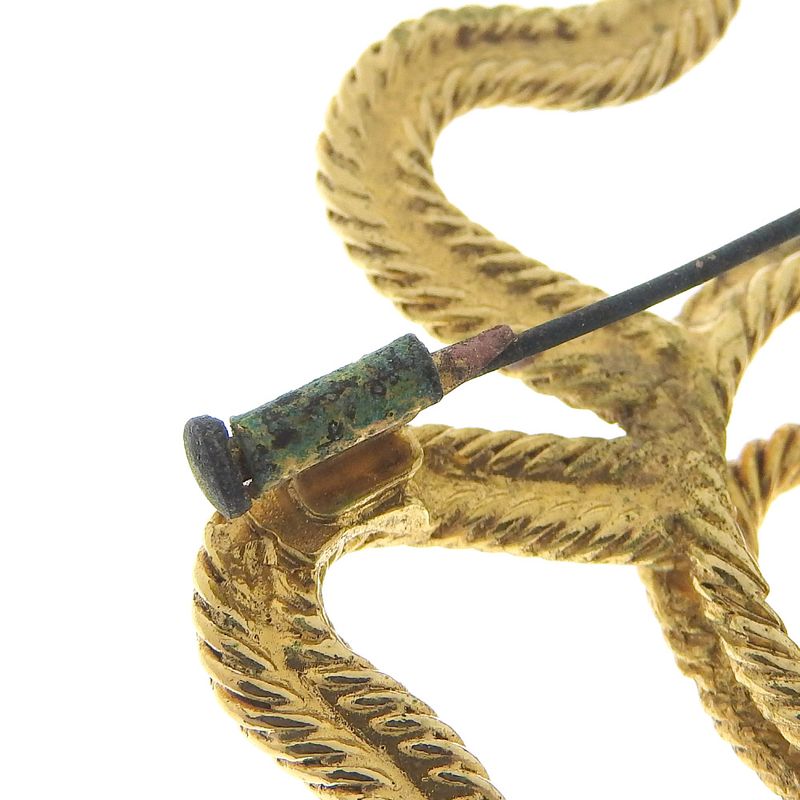 Chanel Clover Coco Mark Vintage Gold Plated 28 16 g Brooch — view 6