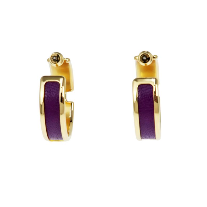 Hermes Earrings Olympe Anemone Gold Hardware Purple Pair Of Accessories — view 3