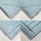 Chanel Quilted Card Case Ap3836 Light Blue Coco Mark Caviar Leather Coin — view 6