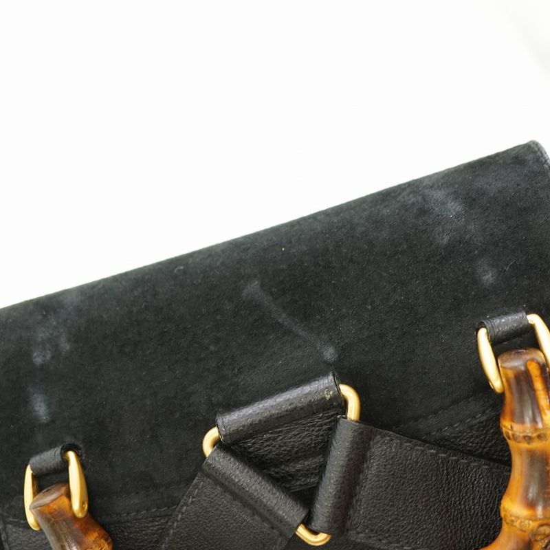 Gucci Bamboo Backpack Daypack Suede Black 0182 Vintage — view 7