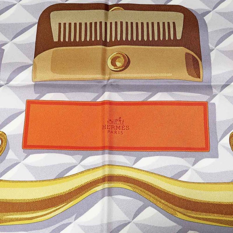 Hermes Carre 90 Scarf Beaute Composee 100% Silk Orange Brown — view 7