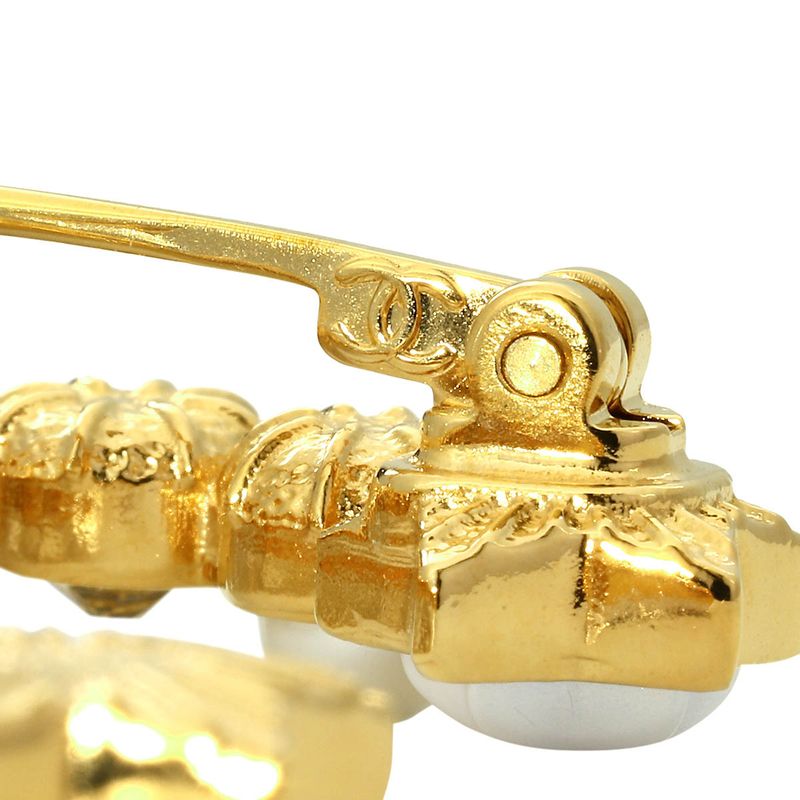 Chanel Brooch Rhinestone and Costume Pearl White — view 7