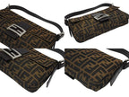 Fendi Mamma Baguette Bag Zucca Pattern Canvas Leather Brown Silver — view 5