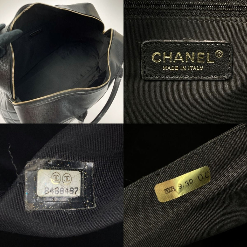Chanel Quilted Boston Bag Large Black Caviar Leather Gold Hardware — view 4