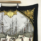 Hermes Carre 90 Marine Et Cavalerie Sea and Cavalry Large Scarf Black Multi All-over Print Silk — view 3