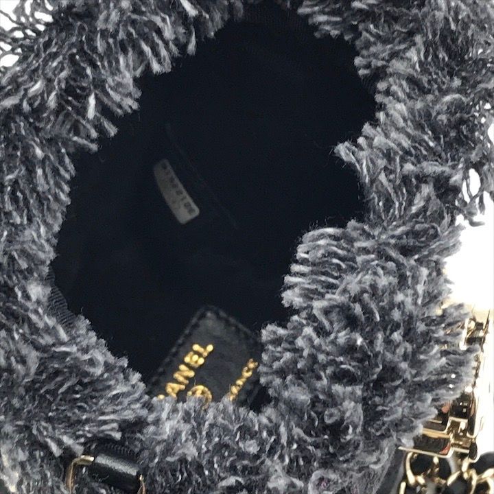 Chanel Small Mini Bucket Denim Chain Shoulder Bag Black — view 7