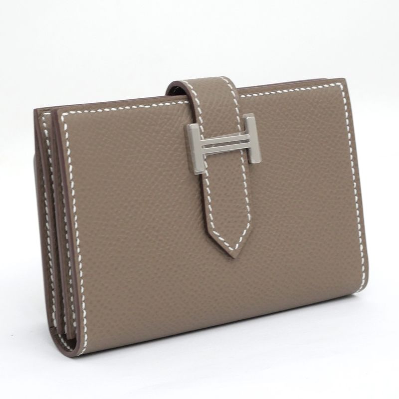 Hermes Bearn Card Case Etoupe Silver Hardware Veau Epsom — view 3