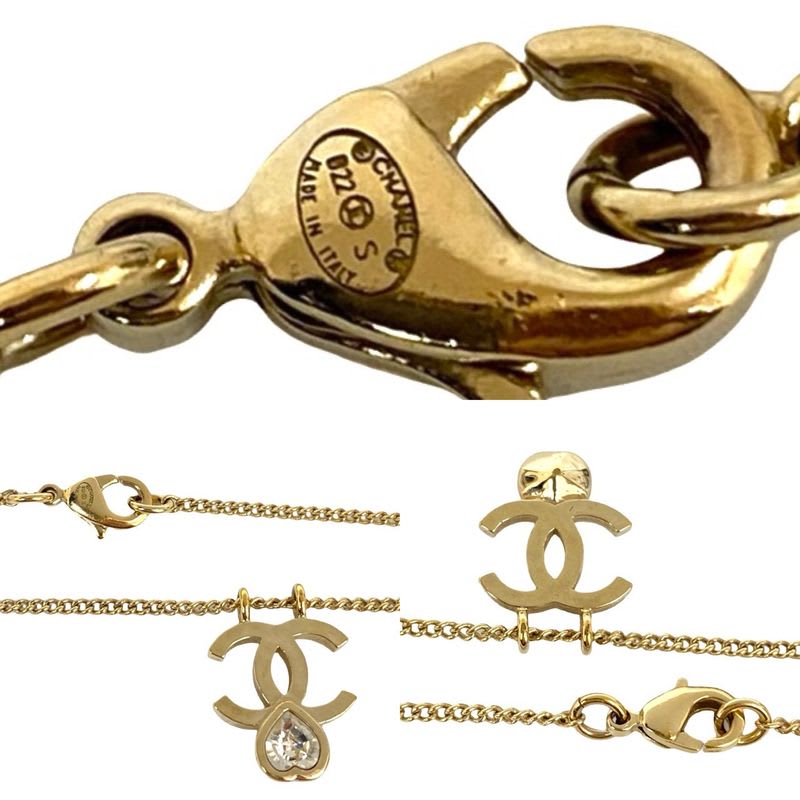 Chanel Coco Mark Motif GP Chain Necklace Pendant Choker Gold 22BS — view 3