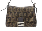 Fendi Mamma Baguette Shoulder Bag Zucca Pattern Cotton Canvas Brown Silver — view 2