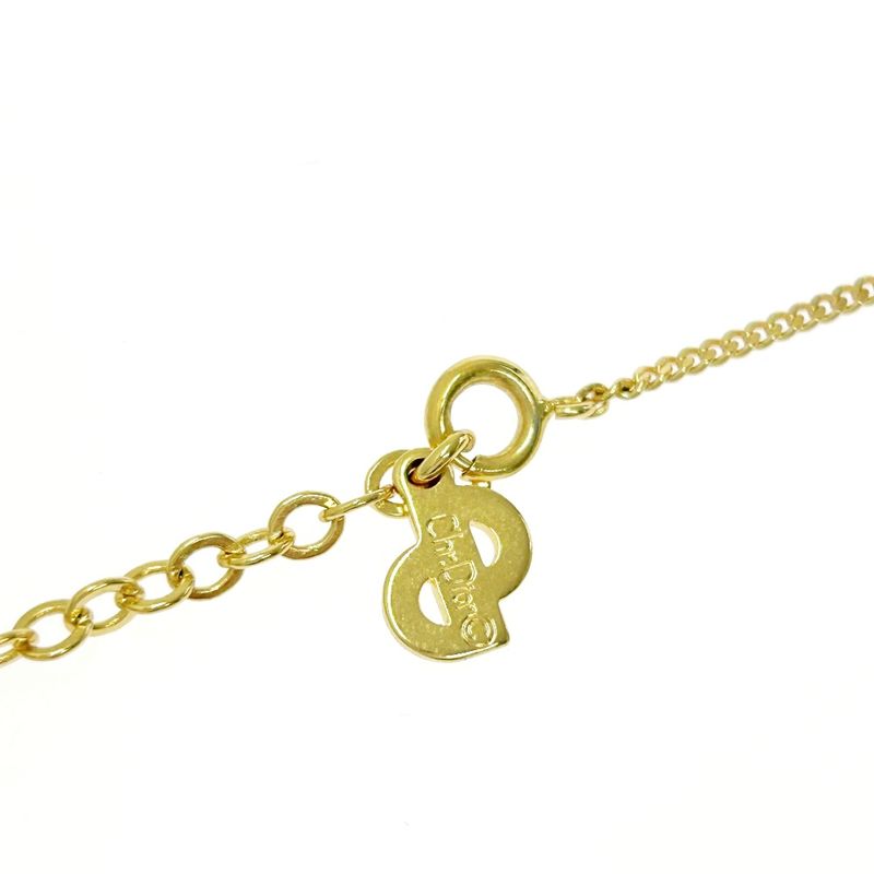 Christian Dior GP Rhinestone CD Logo Necklace Gold — view 7