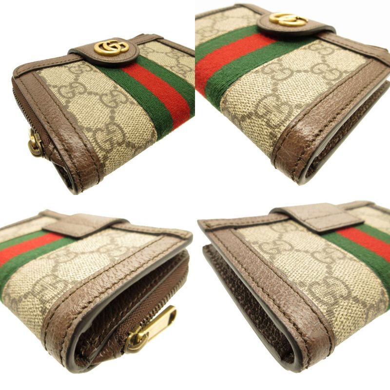 Gucci Ophidia GG Marmont Compact Wallet Canvas Leather Beige Brown — view 7