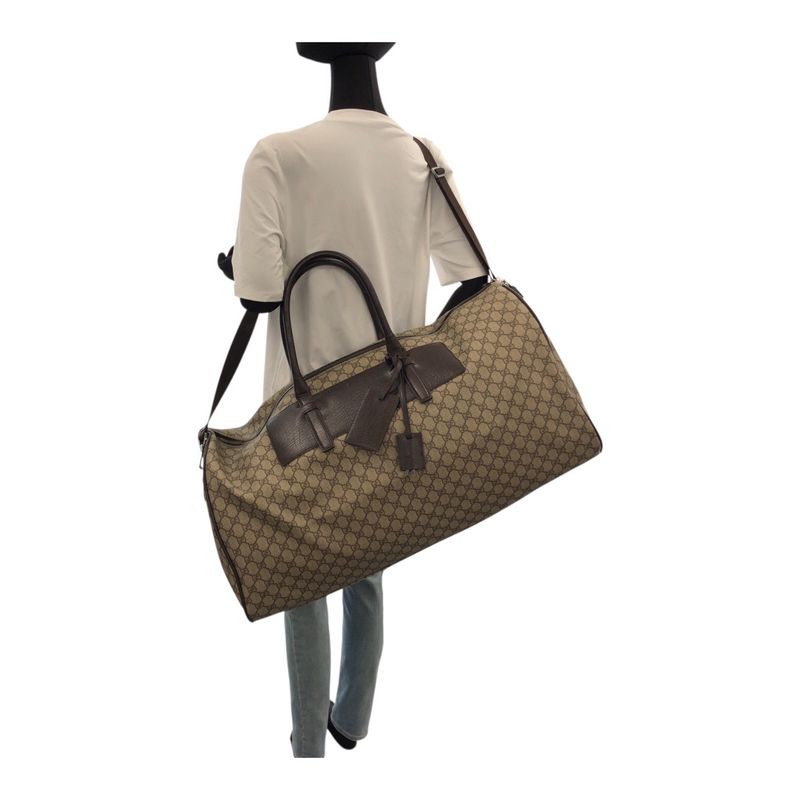 Gucci Brown Silver Hardware GG Supreme Canvas Leather Boston Bag — view 7