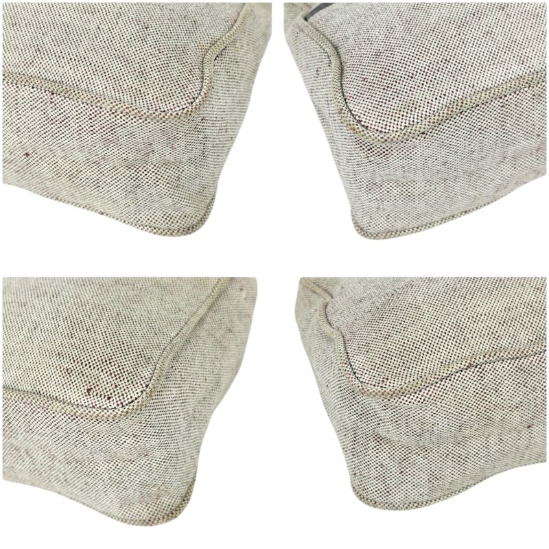 Prada Accessory Pouch Mini Handbag Ivory Wine Red Canvas — view 6