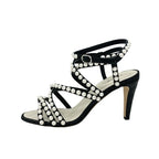 Chanel Sandals Shoes Leather Black White Coco Mark Pearl Quilted Strap — view 3
