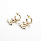 Chanel Earrings Gold Black Coco Mark Hoop — view 4