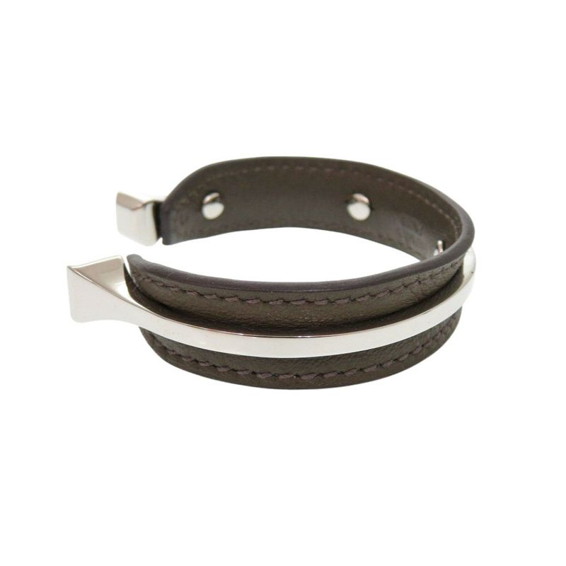 Hermes Bangle Vorsoft Metal Brown Silver Bracelet 1189 — view 5