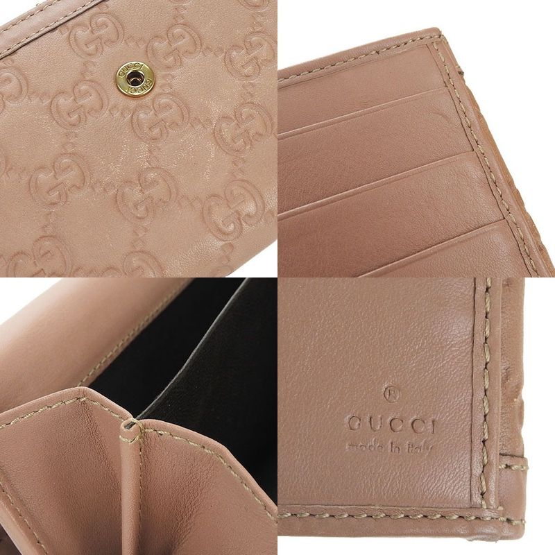 Gucci W Hook Long Wallet Fold Guccissima GG Pink Beige Leather — view 6
