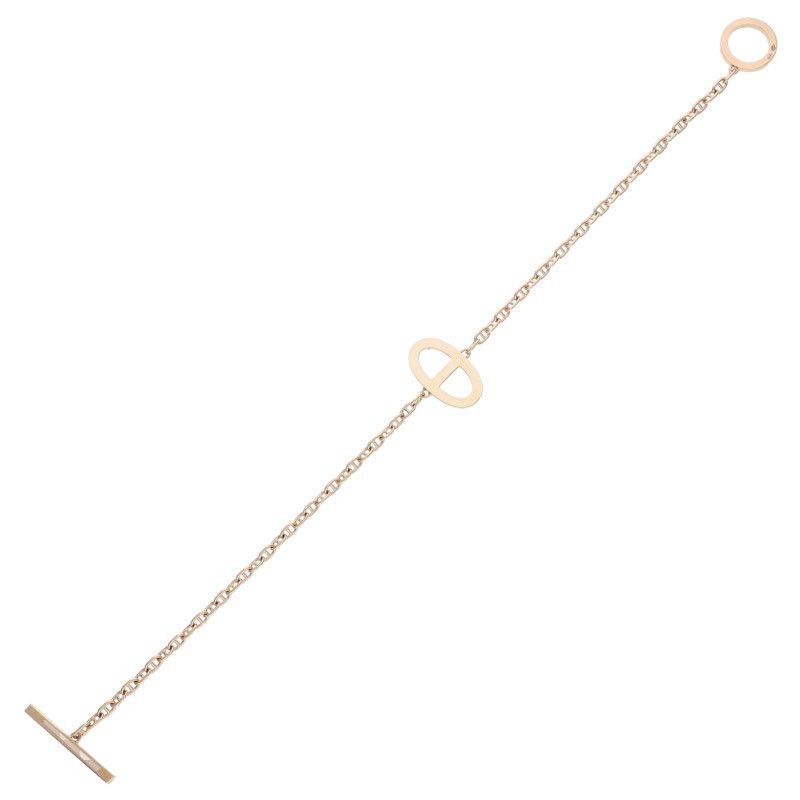 Hermes Chene Dancre Contour 18K Pink Gold Diamond Bracelet Lg — view 3