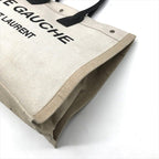 Saint Laurent Rive Gauche Canvas Leather Tote Beige Large Capacity Travel — view 6