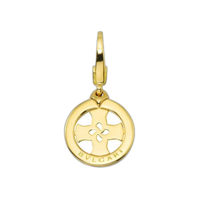 Bvlgari Tondo Cross Pendant Top 18K YG Yellow Gold 750 Charm