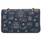 Chanel Quilted Double Flap 25 Icon Print Chain Shoulder Canvas Bicolor Black — view 4