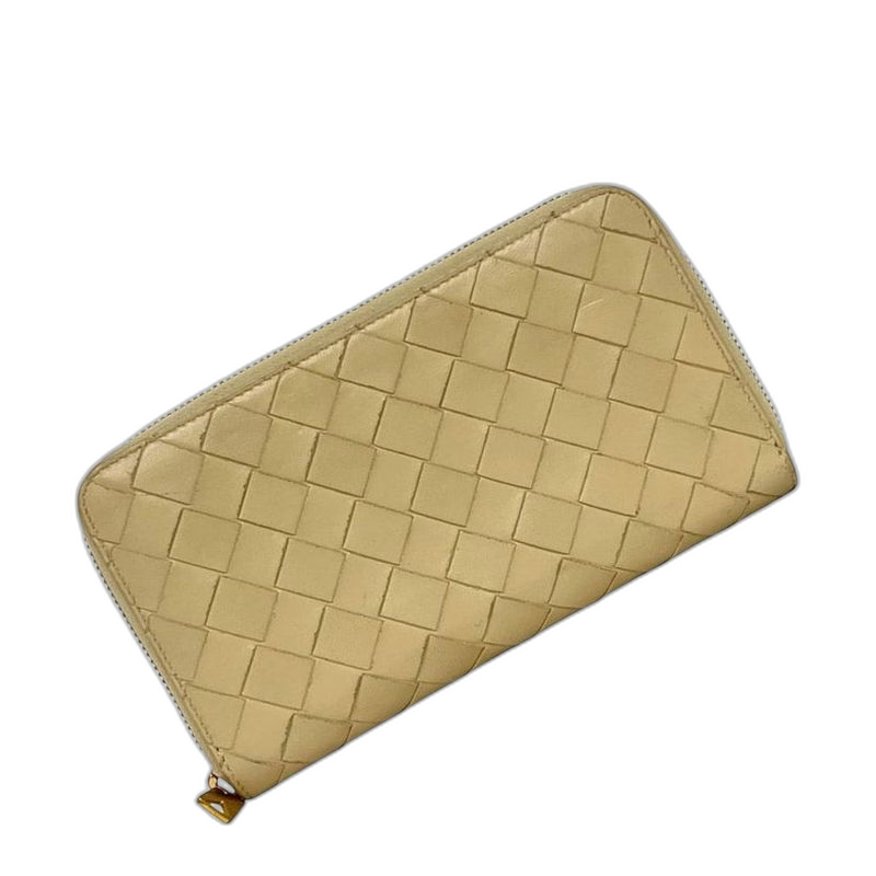 Bottega Veneta Zip Around Wallet Beige