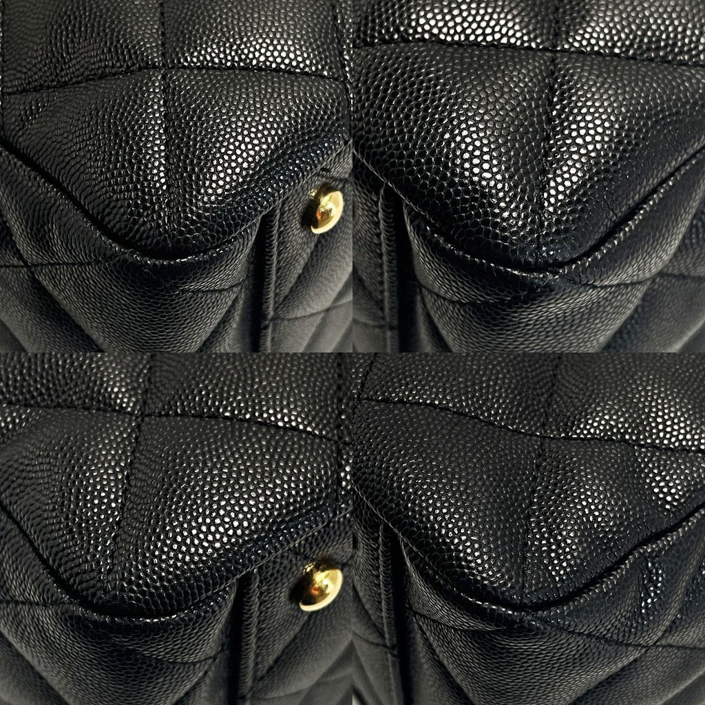 Chanel Quilted As3634 Black Chain Tote Bag Caviar Leather Gold Hardware — view 8