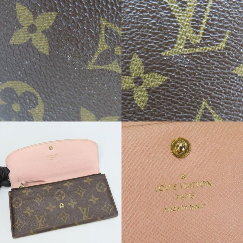 Louis Vuitton Long Wallet Portefeuille Emilie Monogram Brown Rose — view 5