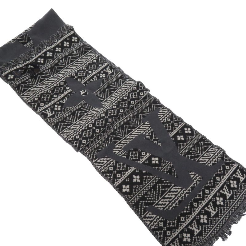 Louis Vuitton Two Sided Wool Echarpe Monogram Scarf Grey 1799 — view 5