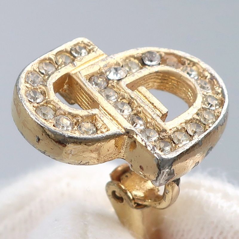 Dior CD Logo Gold Plated and Rhinestone Earrings 5.0 — view 8