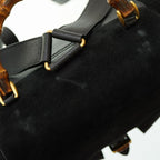 Gucci Bamboo Backpack Daypack Suede Black 0182 Vintage — view 9