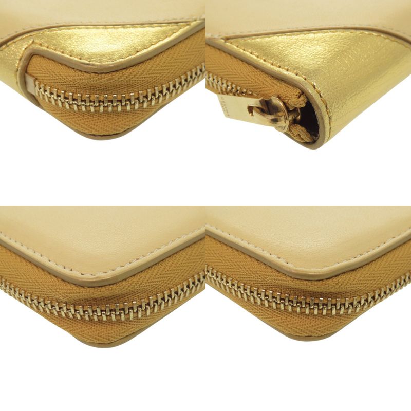 Celine Round Zipper Leather Gold Yellow Bifold Wallet 0472 — view 4
