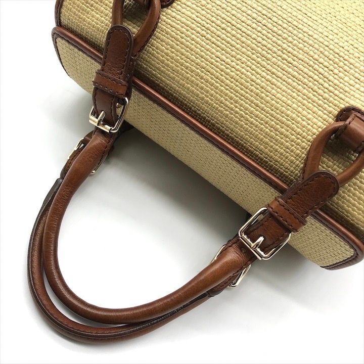Celine Raffia Straw Hand Boston Bag Beige — view 7