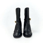Christian Dior Empreinte Boots Short Shoes Leather Black Gold Belt Logo — view 3
