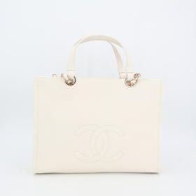 Chanel Small Zip Shop 2-Way White As3129 Tote Bag — view 4