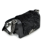 Chanel Chain Shoulder Bag Orirag Rabbit Fur Lamb Black — view 3