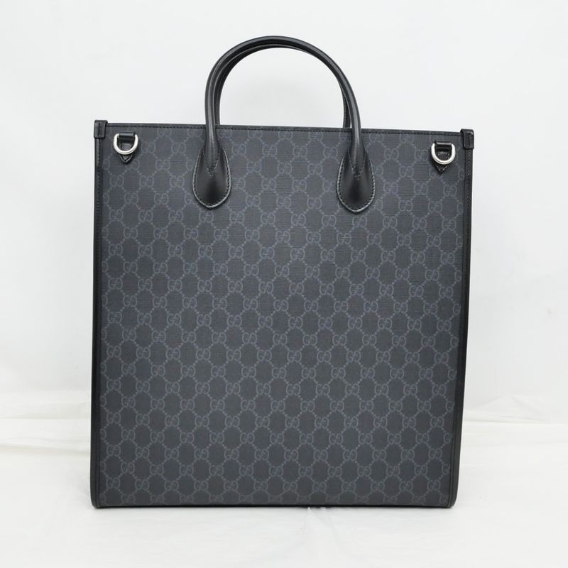 Gucci Tote Bag Interlocking G 2-Way Hand Black Shoulder Leather — view 3