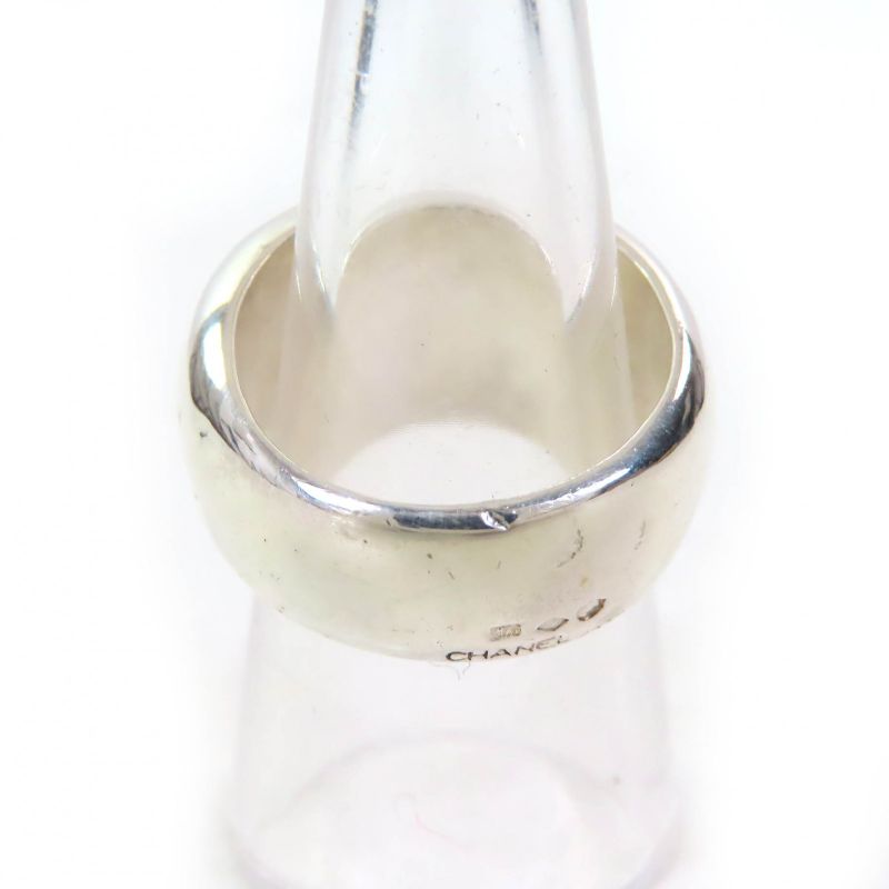 Chanel SV 925 Logo Engraved Wide Ring Accessory Silver Size 13 — view 5
