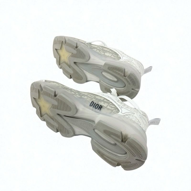 Christian Dior Sneakers Shoes Leather Rubber Fabric White Gray Logo — view 6