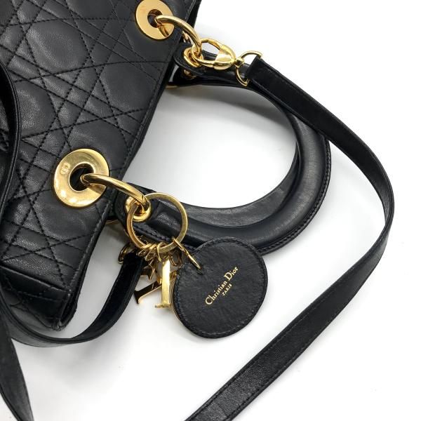 Dior Lady 2-Way Cannage Hand Bag Black — view 6
