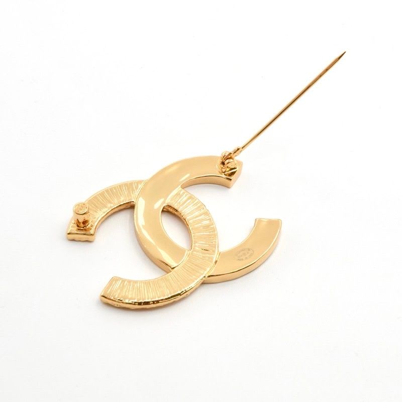 Chanel Brooch Corsage Gold Black Coco Mark — view 5