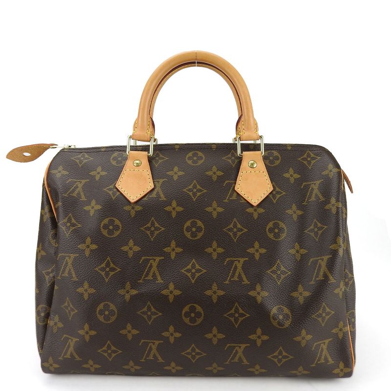 Louis Vuitton Speedy 30 Handbag Monogram Brown Gold Hardware — view 3