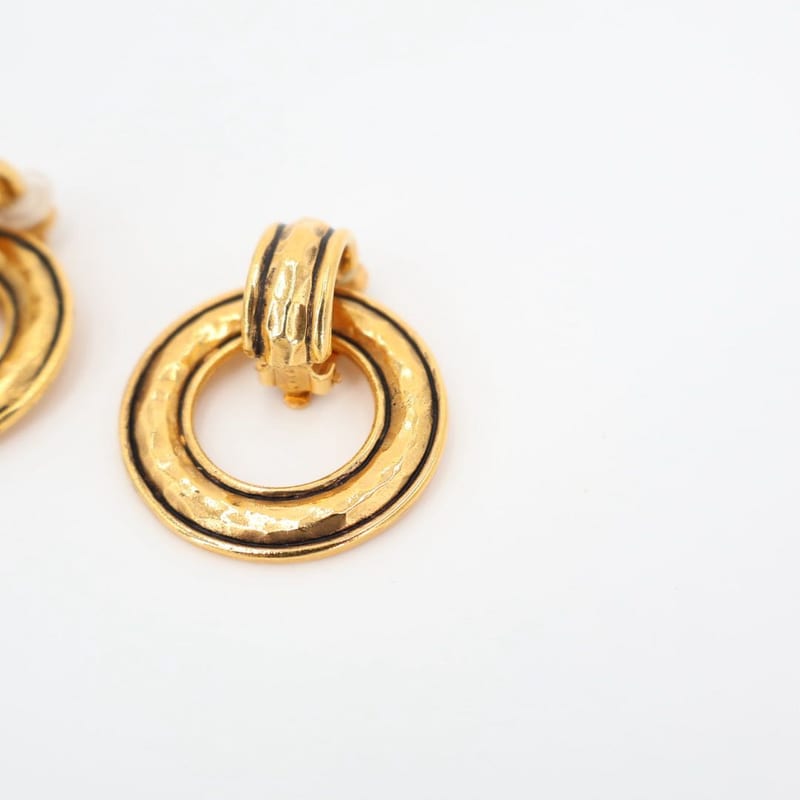 Chanel Quilted Hoop Earrings Gold Accessories — view 4